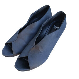 Eileen Fisher Vero‎ Cuoio Peep Toe Pumps Heels Womens 11 Black Office Career